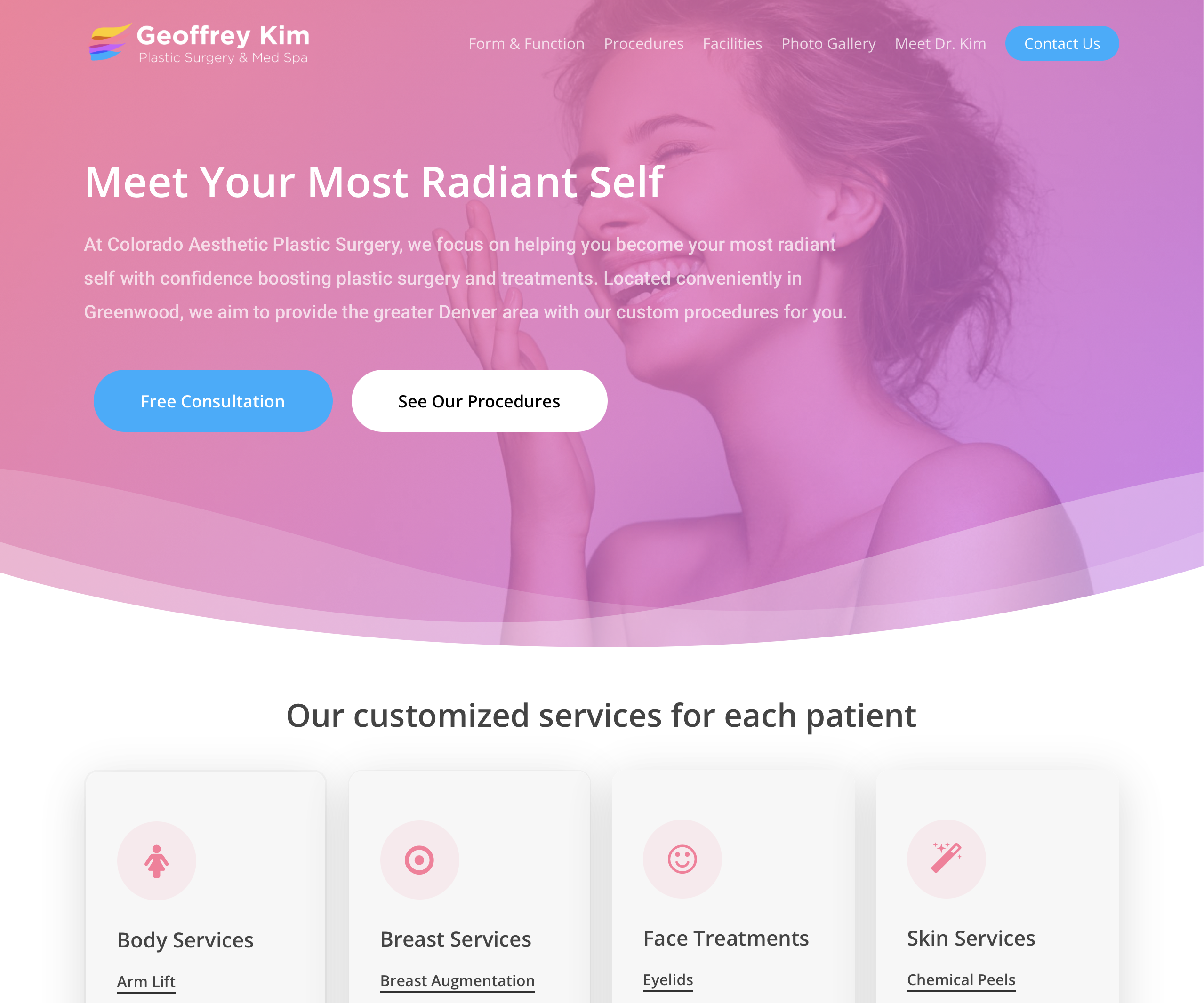 Example of premium plastic surgery website design - Dr. Geoffrey Kim